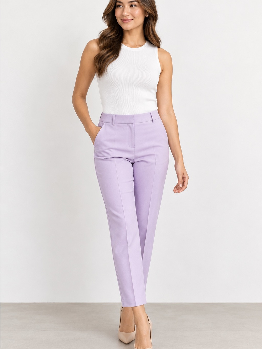 RW&CO. Lavender Tailored Slim Ankle Trousers